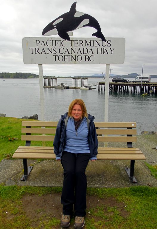 Back in Tofino, we were having a bit of a walk about when we discovered the western end of the Trans-Canada Highway. At 4,990 miles in length, it’s one of the longest roads in the world. And it ends here, with a bench.