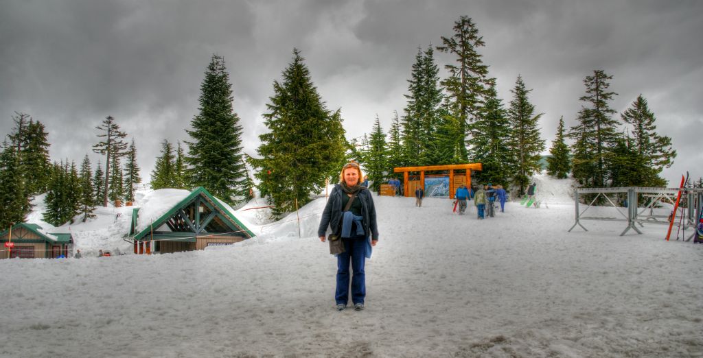 After leaving the Capilano Regional Park, we drove a couple of miles up the road to Grouse Mountain. Despite being May and a pleasant 12C at the bottom of Grouse Mountain, there were still several feet of snow at the top.