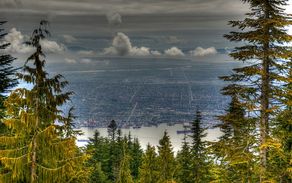 It was pretty cloudy at the top of Grouse Mountain when we arrived, so we had some lunch while we waited for the weather to hopefully clear, which is kindly did. And when it did, the view was excellent.