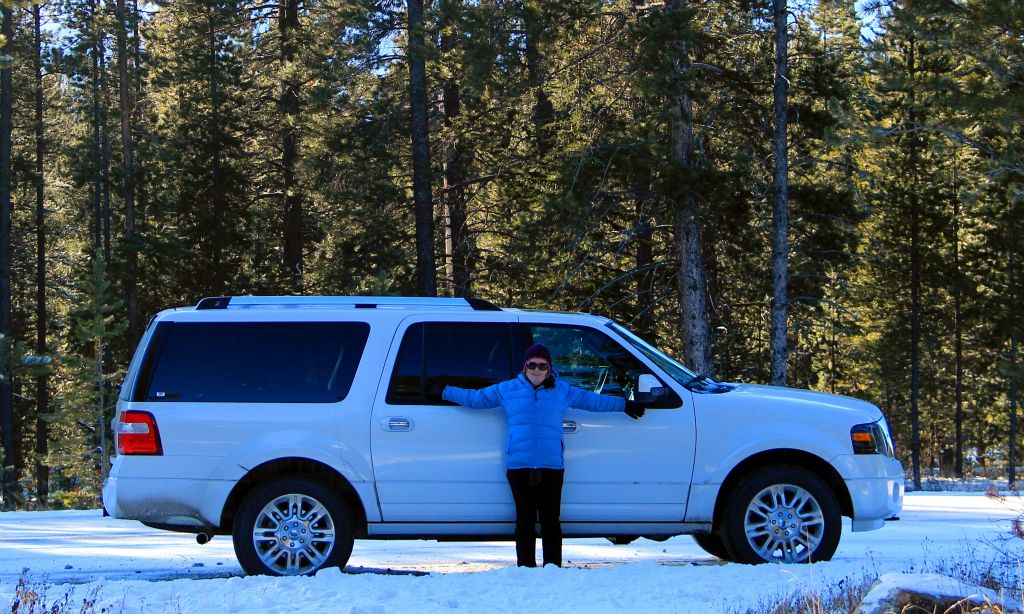 Judith standing next to our SUV, just to give it a bit of scale.