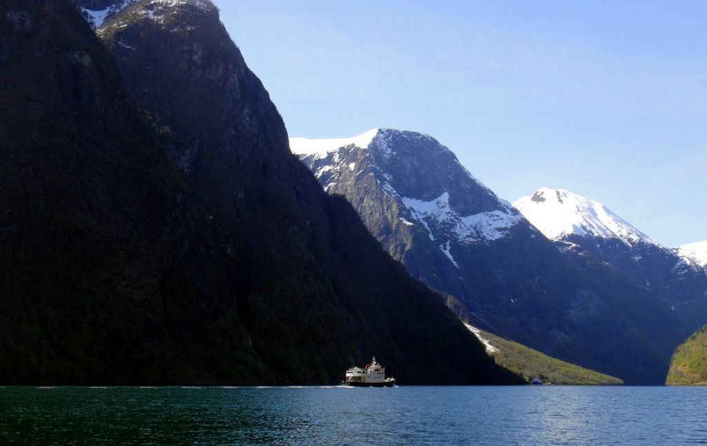 One of the many ferries that travel the fjords (two actually, as there was another one off to the right in the distance).