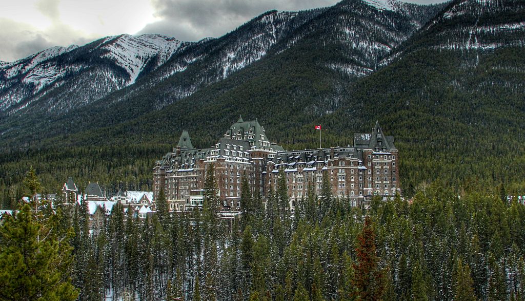 Eventually the trail joined up with Tunnel Mountain Road again at Surprise Corner, where there’s a fabulous view of the Fairmont Banff Springs Hotel (where we’re staying).