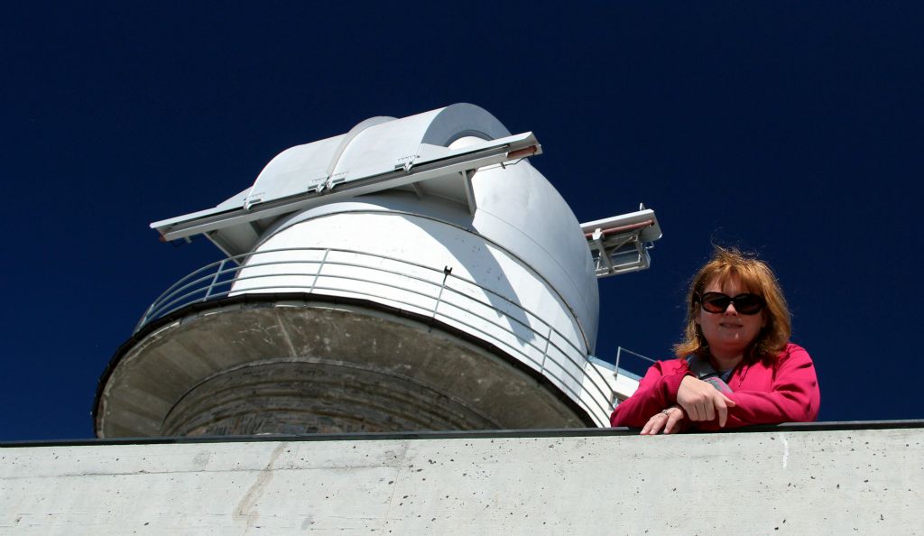 A view of Judith in front of one of the observatory domes.