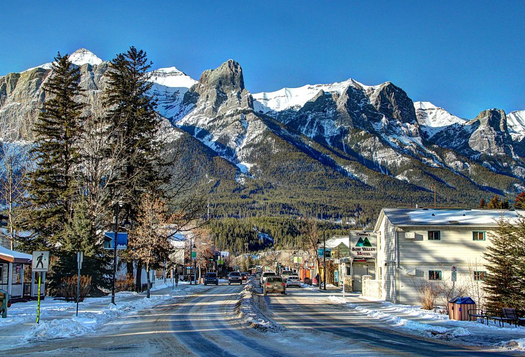 This is the view down Main Street in Canmore.