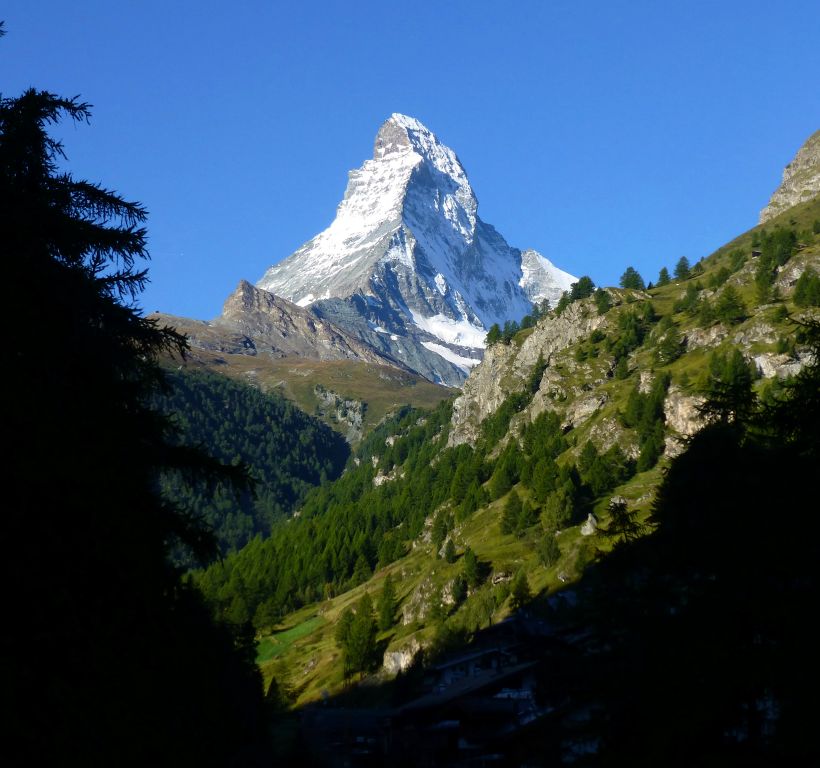 Sunday - Our first proper full day on holiday. We were up early(ish) for breakfast and I was out for my first walk of the week. As the weather was so nice, I had decided to head straight for the Hornlihutte, which is probably just about visible in this photo, perched on the side of the Matterhorn.Given that it’s the second toughest walk in Zermatt (in terms of the vertical distance to cover), I would have preferred to save it until later in the week, but the weather that high is very unpredictable, so it was preferable to make hay while the sun was literally shining.