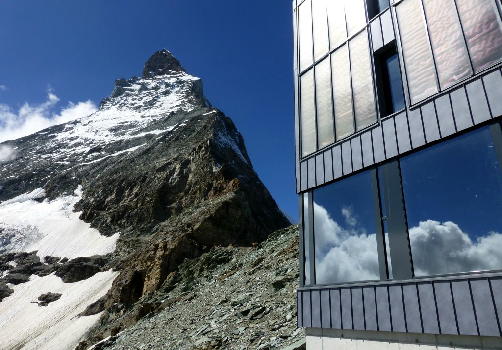 This is the new bit of the Hutte. The Matterhorn was looking very close now, what with me actually being perched about a third of the way up the side of it at this point.