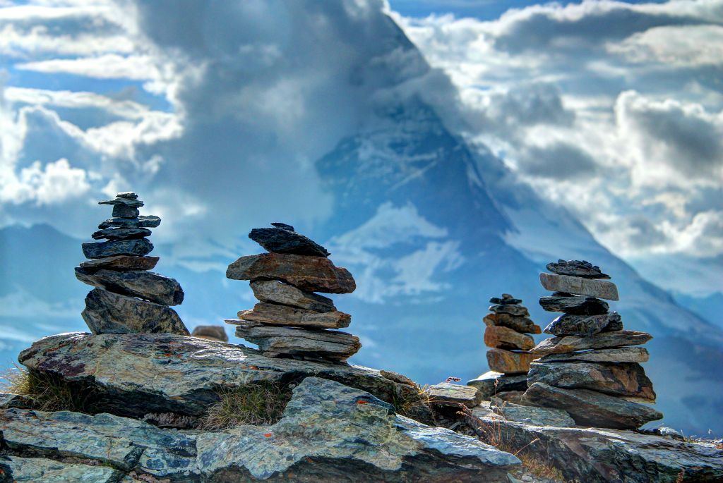The many, many visitors to Gornergrat had piled almost all of the small stones into these little stacks.