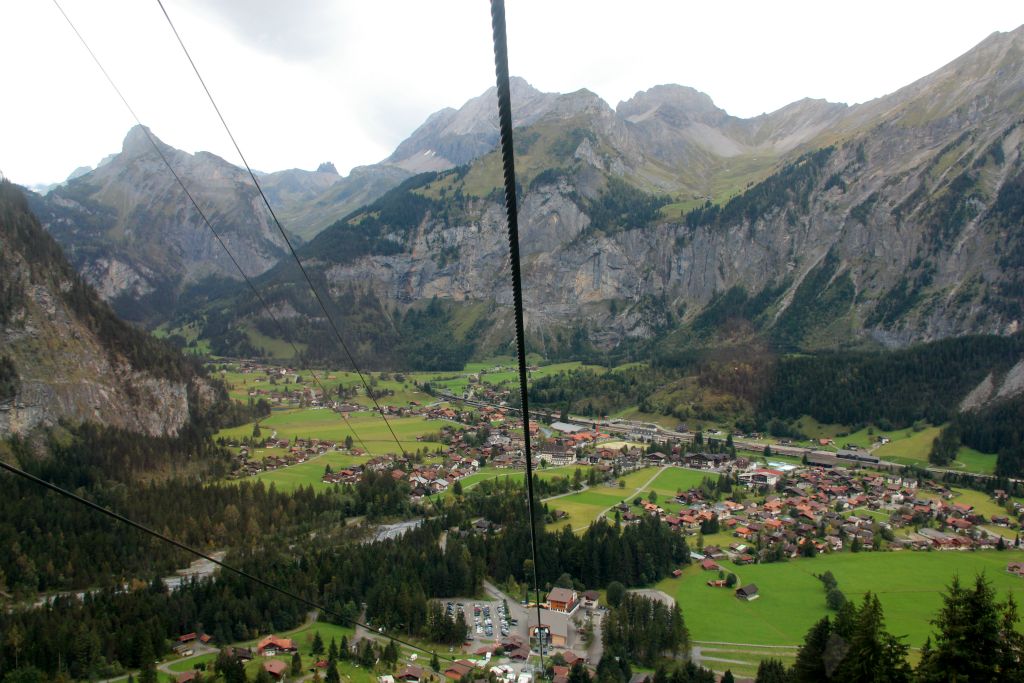Having arrived in Kandersteg, we drove the short distance to the cablecar, which would take us up into the mountains near to lake Oeschinen, which is reputed to be the most scenic lake in the Alps.Ideally I would have liked to walk up to the lake, but we were hoping to get at least a couple of hundred miles closer to Calais before bedtime, so I didn’t really have the time.