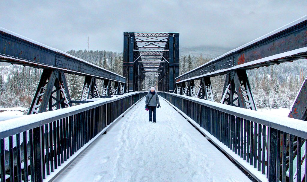 Judith on the old railway bridge.