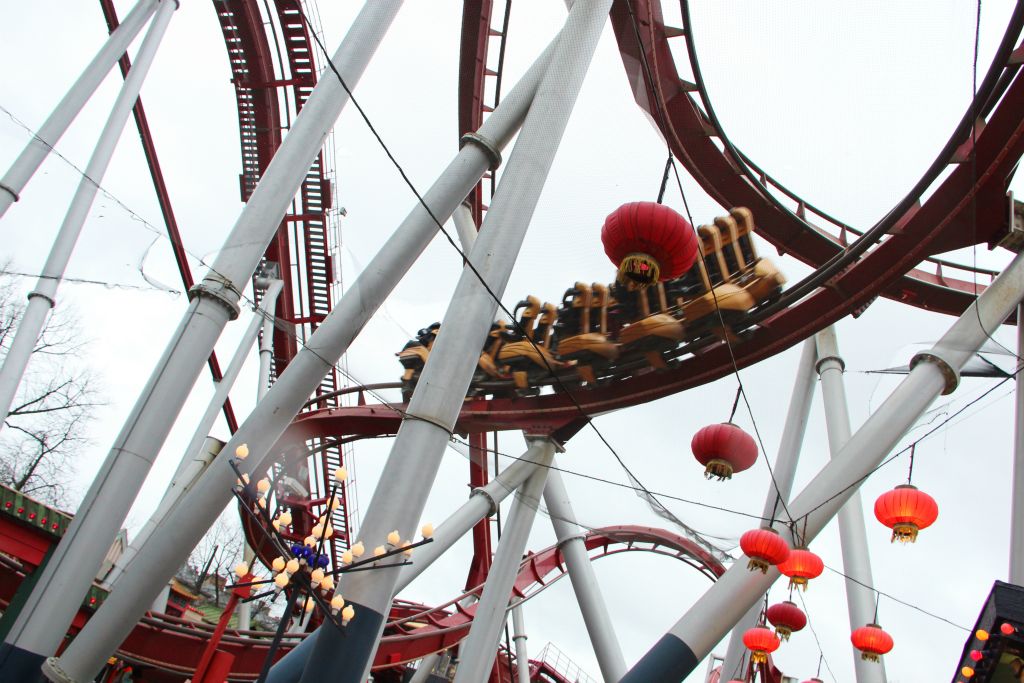The Demon rollercoaster is one of the larger rides in Tivoli Market.