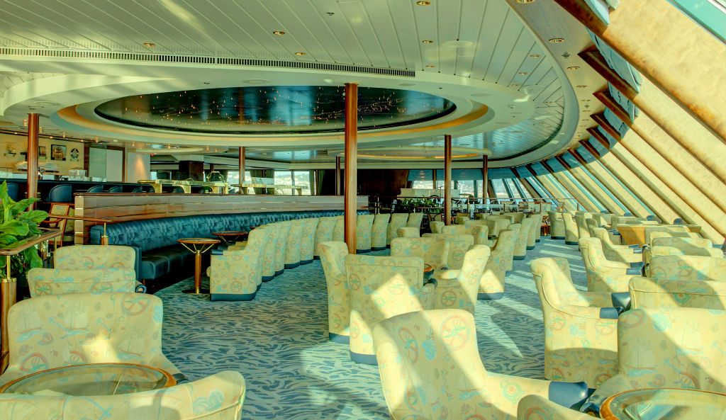 Having dumped our bags in our cabin, it was time to have a walk around the ship. This was the Crows Nest bar at the front of the ship. This is a good spot to sit if you like to be able to see where you're going.