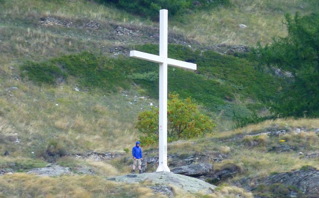 On my way back down, Judith managed to snap me again under the huge cross that stands over the town as I was scouting for potential photo locations. In the photo the cross seems much bigger than it did when I was standing next to it.