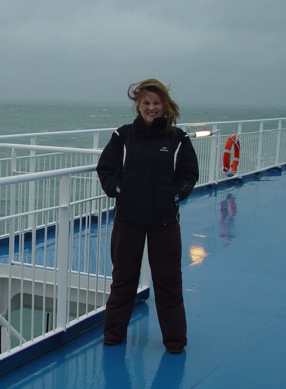 The conditions were particularly exciting at the back of the boat. Where Judith is standing, it’s very windy.