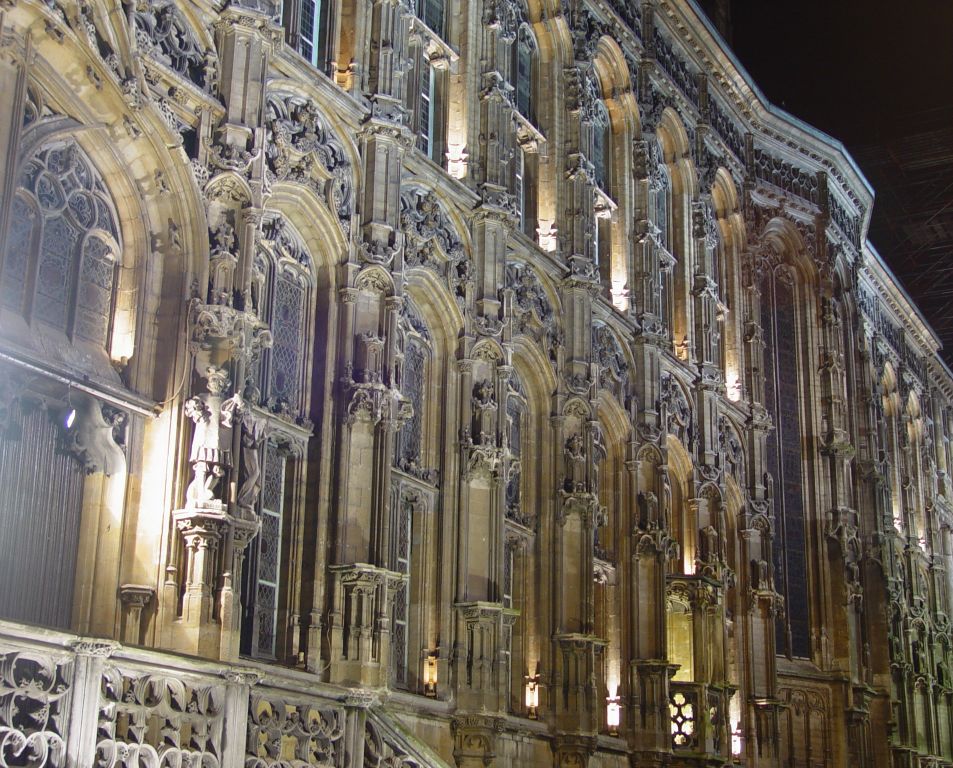 Detail on the Stadhuis at night.
