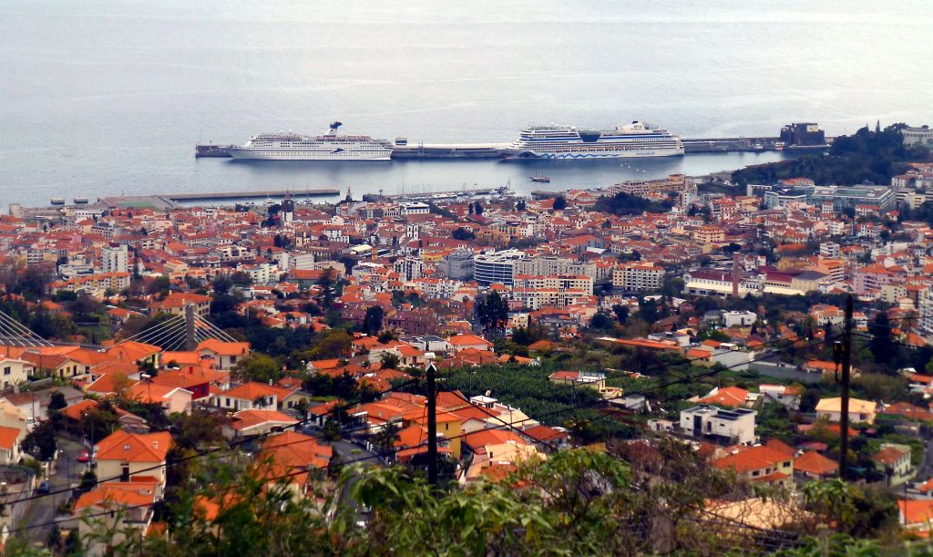 On the way back to our resort we skirted the edge of Funchal and got a nice view of two cruise ships moored in the harbour.