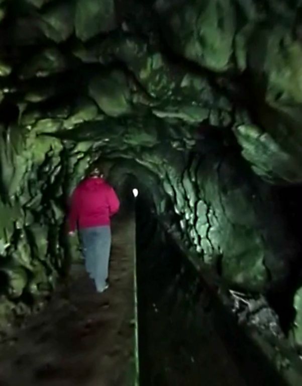 As it was still fairly early when we got back to the resort, I managed to talk Judith into coming out for a reprise of part of the levada walk I did on Sunday. Here she is walking through the tunnel.The picture looks likely low-res because it's actually a still from a 360-degree video that I took of the walk through the tunnel. It turns out that my Ricoh Theta S performs surprisingly well in low light conditions (like being in a massive long tunnel).