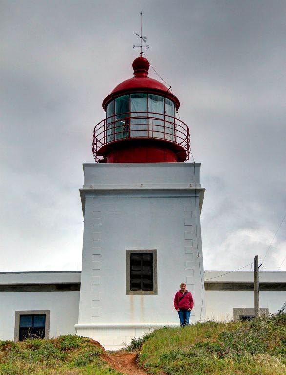 After about an hour we made it all the way to the western tip of Madeira, to the lighthouse at Ponta do Fargo. Here's Judith in front of the lighthouse.