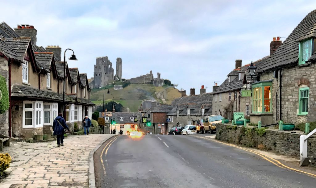 Looking down the main road through the town to the castle.