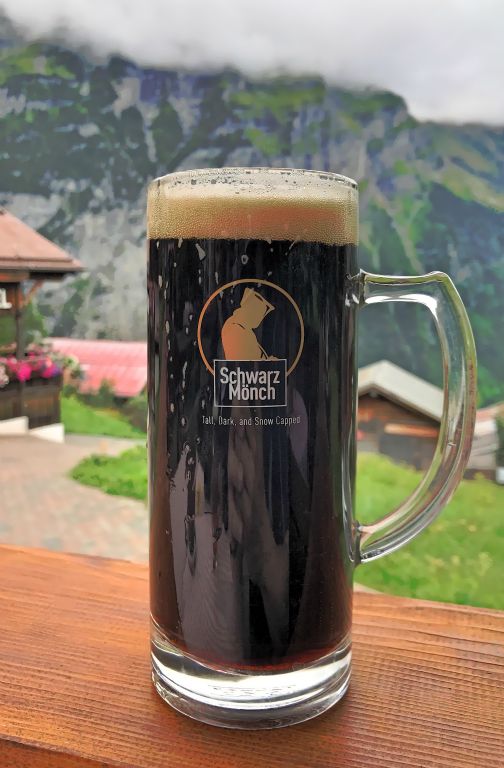 They brew this in Gimmelwald I think. It's quite unusual as there aren't many dark beers available. It was very nice though.