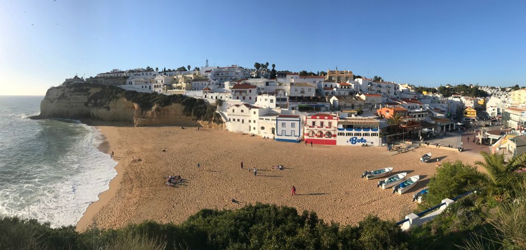 While Judith settled in on our terrace to read a book, I headed off for a walk. I took an inland route to Carvoeiro (here's there lovely beach)...