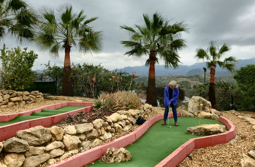 The weather was deteriorating a bit so we decided we should go and have a look around the resort before it started raining again. However, once we'd found the mini golf, it seemed rude not to play a round (which we drew, 4.5 holes each).