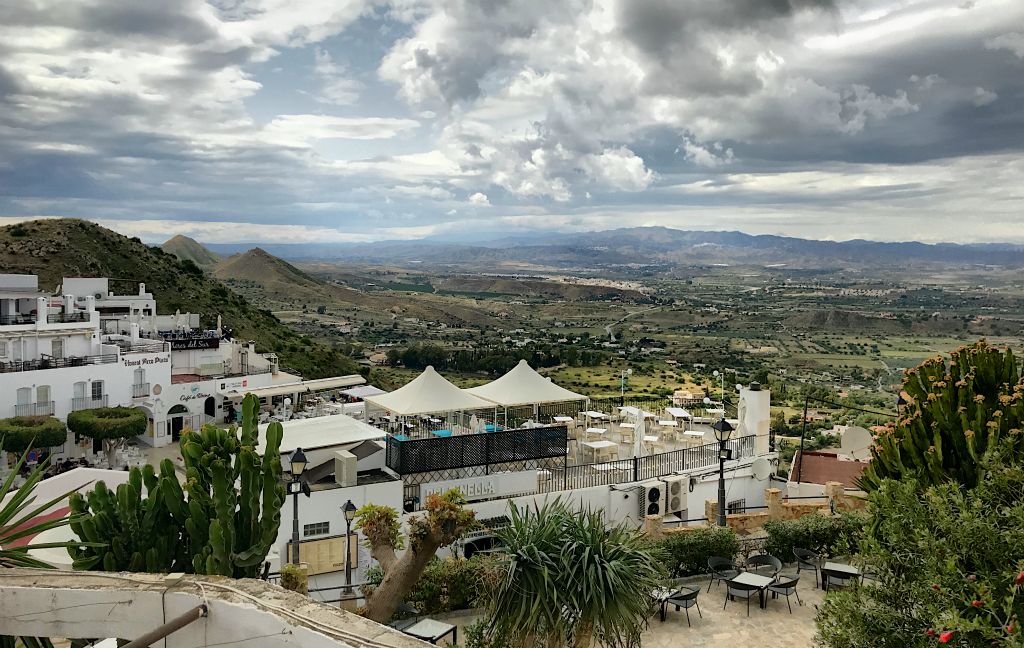 After leaving Mojacar we drove past Mojacar village, which is just a couple of miles inland. It's a very impressive place, built on the top of a very steep hill. This was the view looking to the west(ish) from near the top.