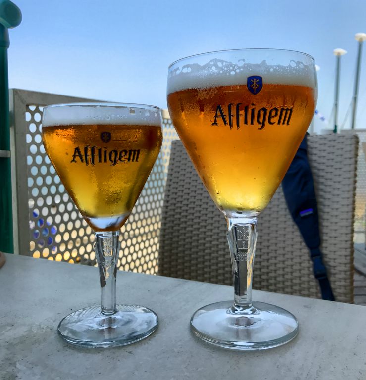 As a bit of a respite from the heat we popped into the Restaurant Le Santa Maria, which was on the marina/harbour wall, for a beer. These two beauties cost £12!!!