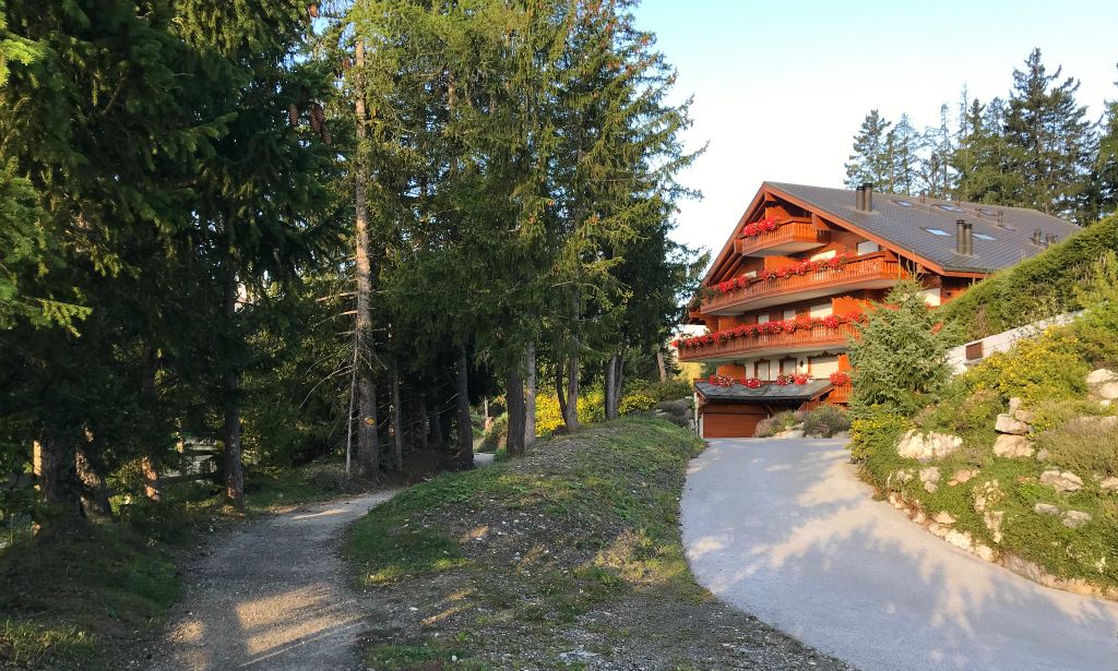 Because Crans-Montana is so sprawling, the first half hour or so of most walks seems to be just getting out of town. So the trails wind between chalets, as seen here.
