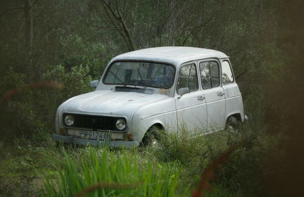 It's an apparently fairly well preserved Renault 4 parked in a field.Distance walked today - 8.9 miles (14.3 km)Ascent today - 1,834 feet (559 m)Descent today - 1,834 feet (559 m)